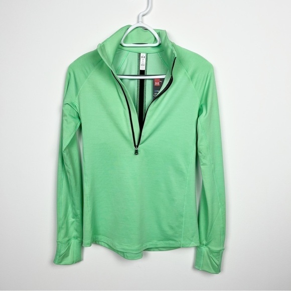 NWT Under Armour | Women's Lime Green  Coldgear Armour 1/2 Zip Size Small - Picture 2 of 7